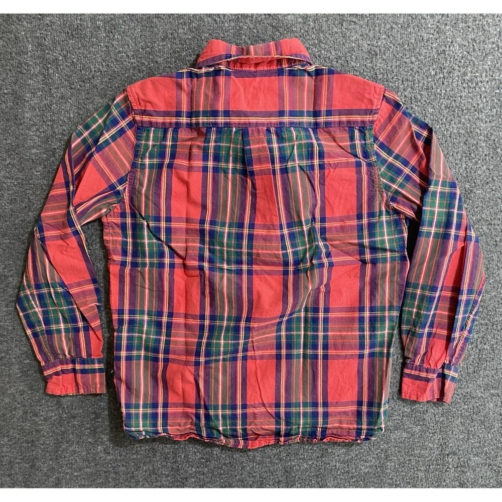 Gap Kids Boys Red Plaid Poplin Button Down Long Sleeve Shirt Size M 8-9